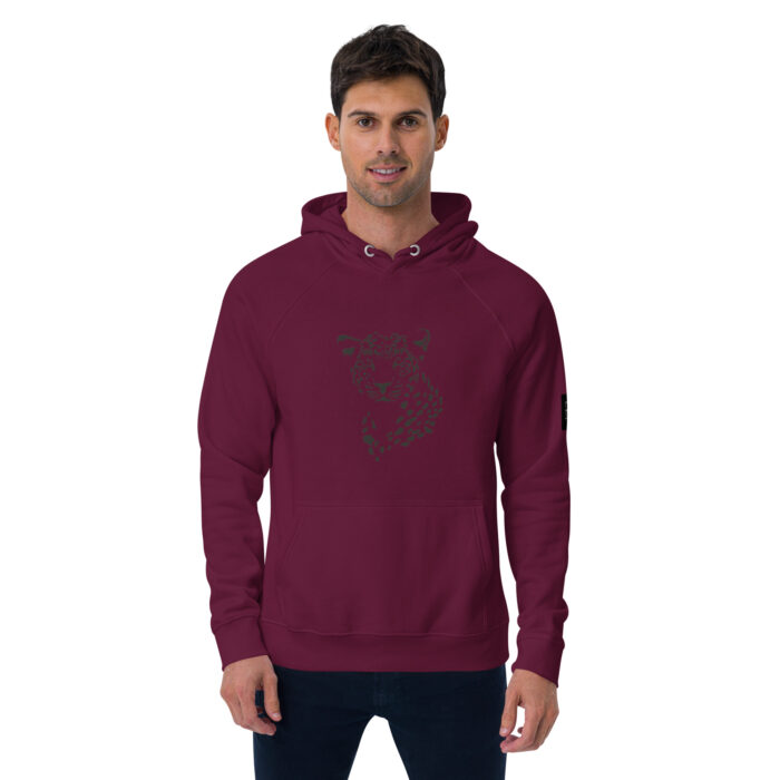 Sweat à capuche écologique Raglan unisexe "Tete Léopard"