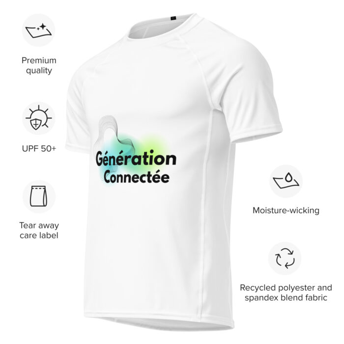 Haut de compression à manches courtes all over hommes T-Shirt Blanc Génération Connectée