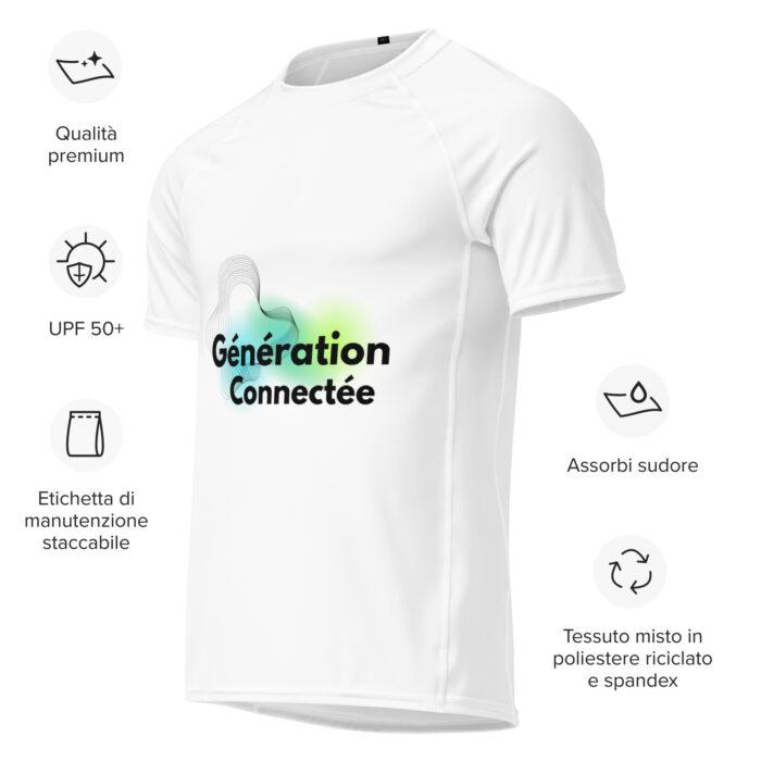 Haut de compression à manches courtes all over hommes T-Shirt Blanc Génération Connectée – Image 4