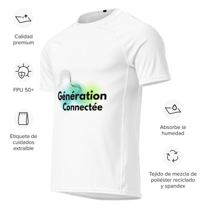 Haut de compression à manches courtes all over hommes T-Shirt Blanc Génération Connectée – Image 6